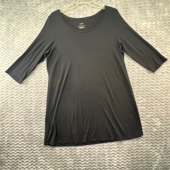 Pure Jill Tops - Pure Jill Womens Black 3/4 Sleeve Scoop Neck Knit Tunic Top, Casual Everyday
